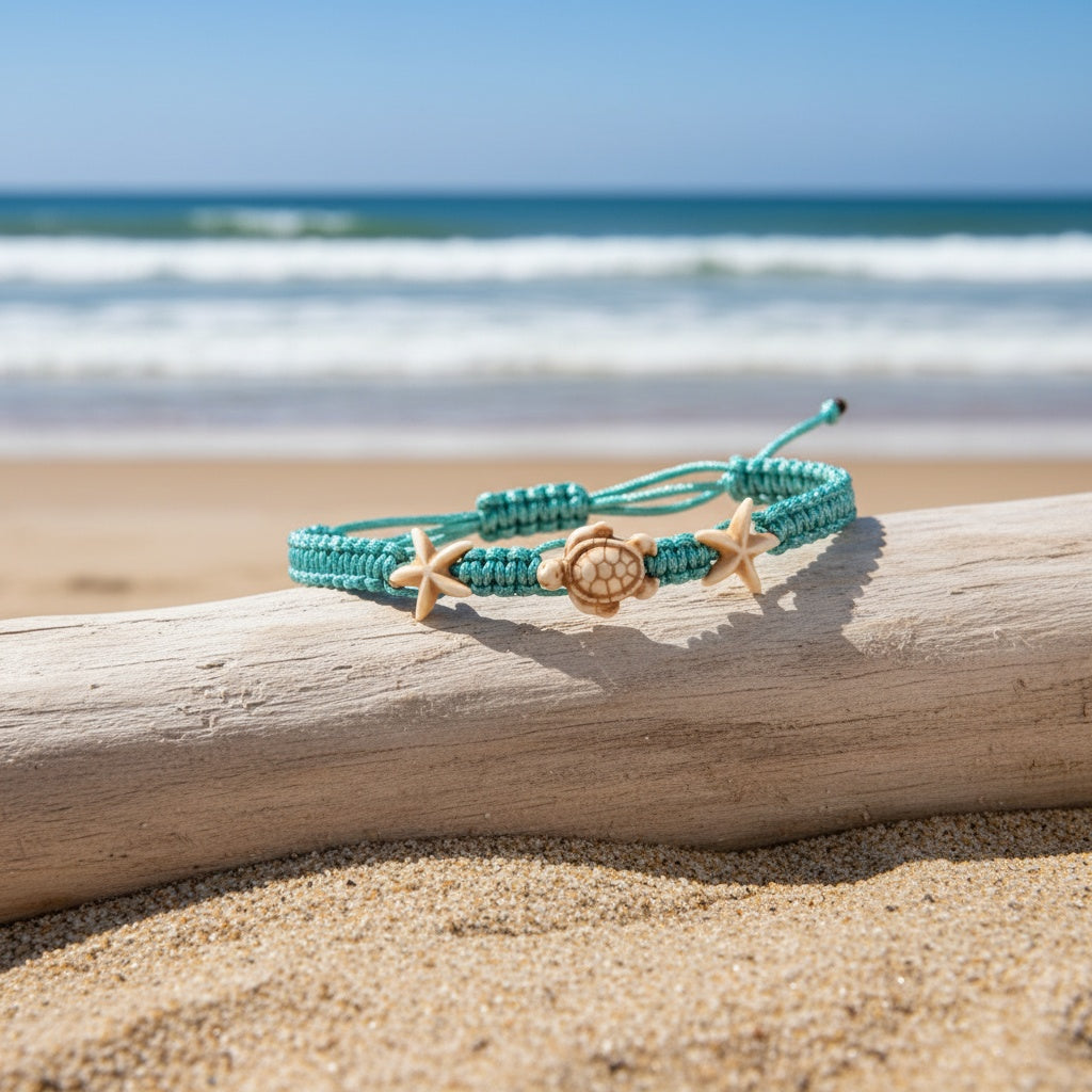 Adjustable Turquoise Sea Turtle Anklet