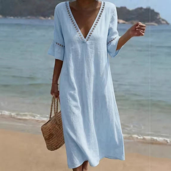 Elara Breezy Seaside Maxi Dress