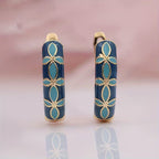 Vintage Turquoise Floral Hoop Earrings