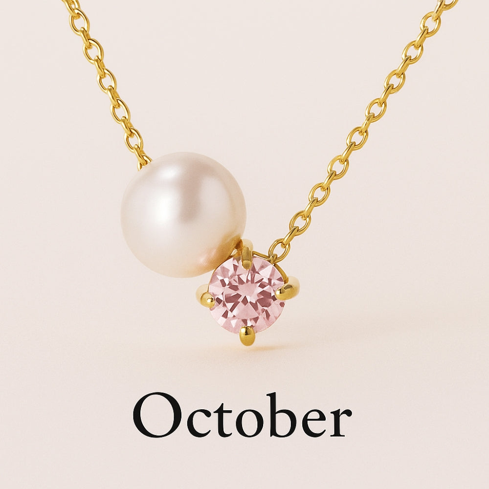 Pearl & Zircon Birthstone Pendant Necklace