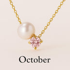 Pearl & Zircon Birthstone Pendant Necklace