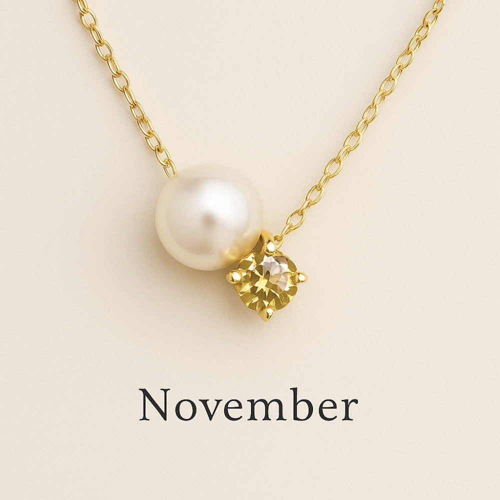 Pearl & Zircon Birthstone Pendant Necklace