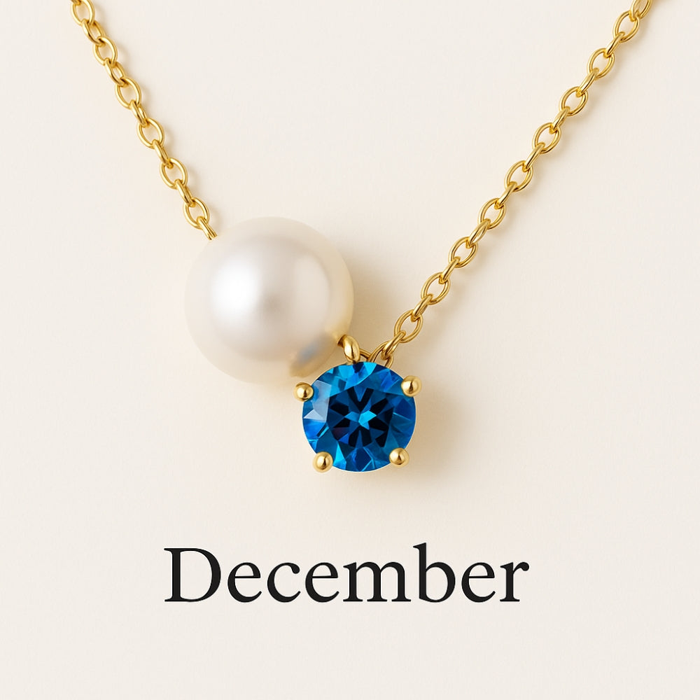 Pearl & Zircon Birthstone Pendant Necklace
