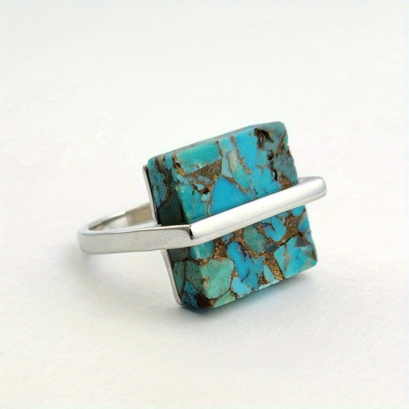 Statement Turquoise Square Stone Ring