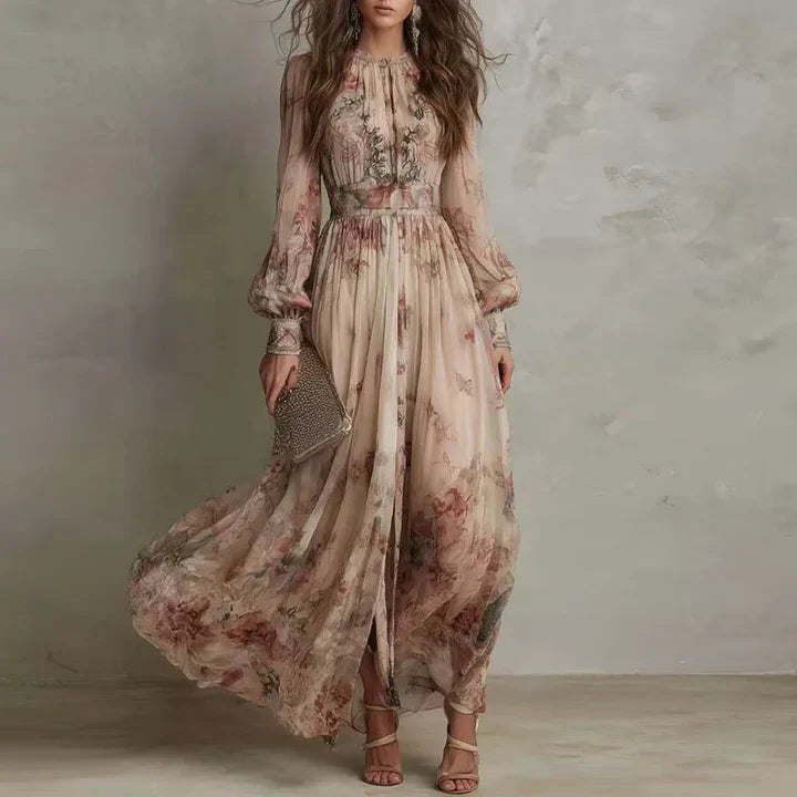 Amelia Floral High-Waist Maxi Dress