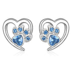 Paw and Heart Earrings with Zirconia