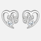 Paw and Heart Earrings with Zirconia