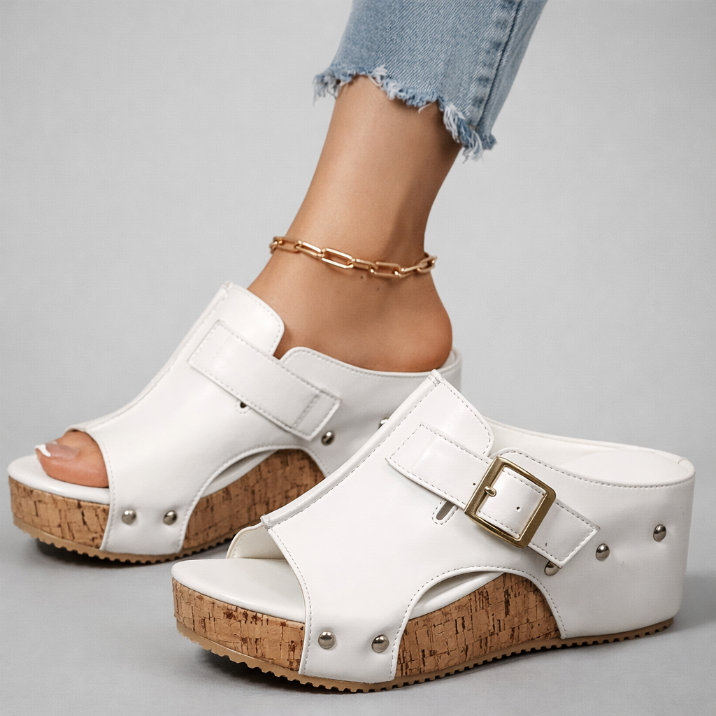 CASSIA™ | Leather Wedge Sandals