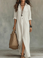 Soline Button-Down Maxi Dress