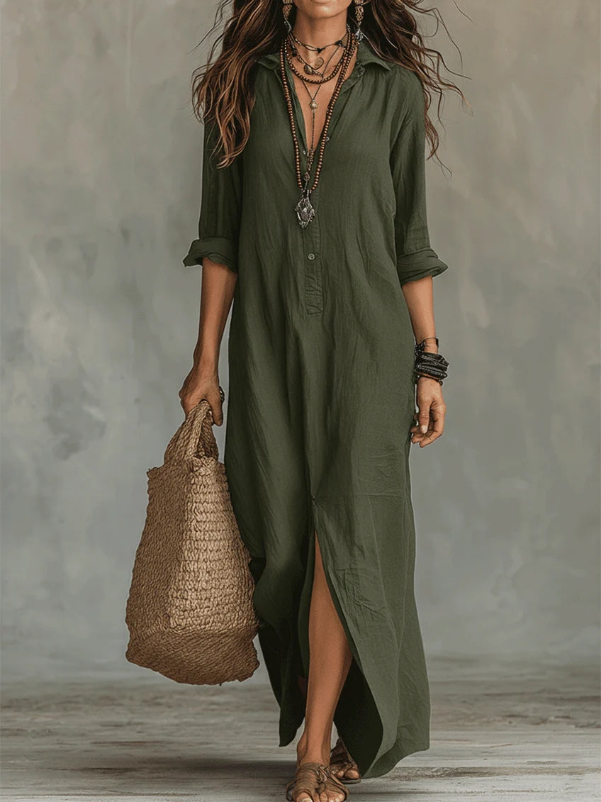 Soline Button-Down Maxi Dress