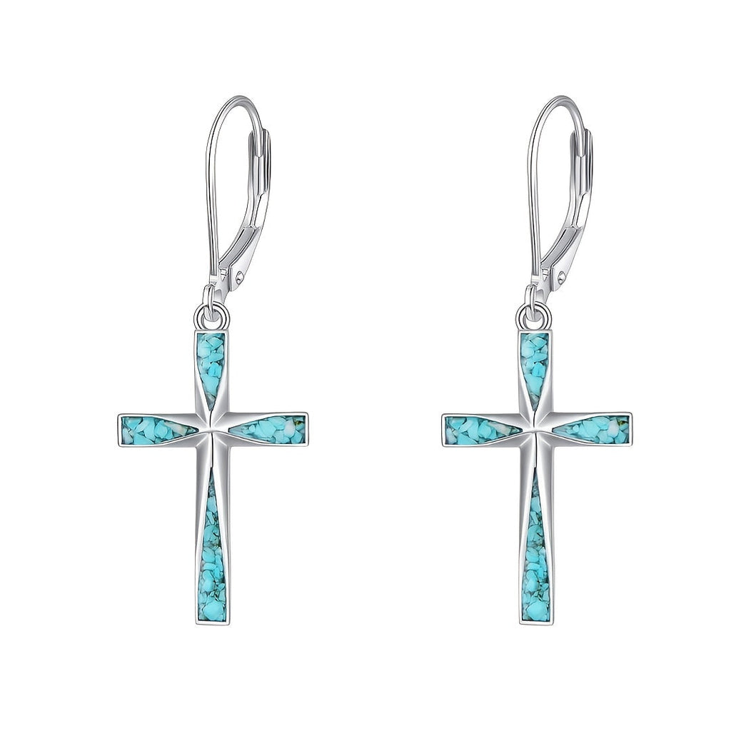 Vintage Turquoise Cross Earrings