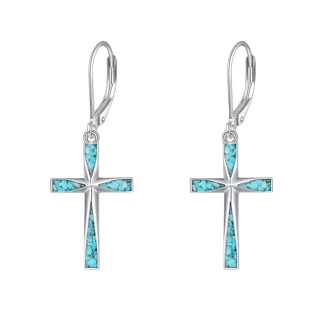 Vintage Turquoise Cross Earrings
