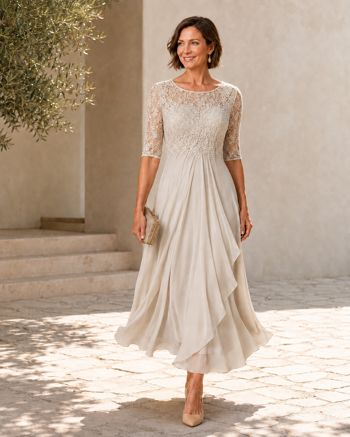 Rose Lace Midi Dress