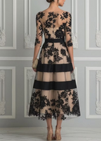Aubrey Lace Midi Dress with Sheer Overlay