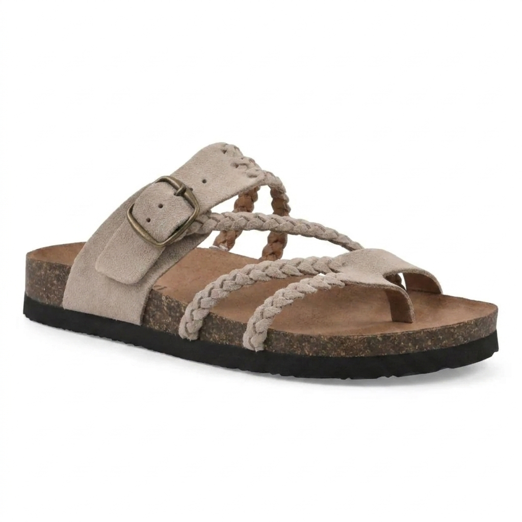 Hayleigh Braided Cork Orthopaedic Sandals - Single Buckle