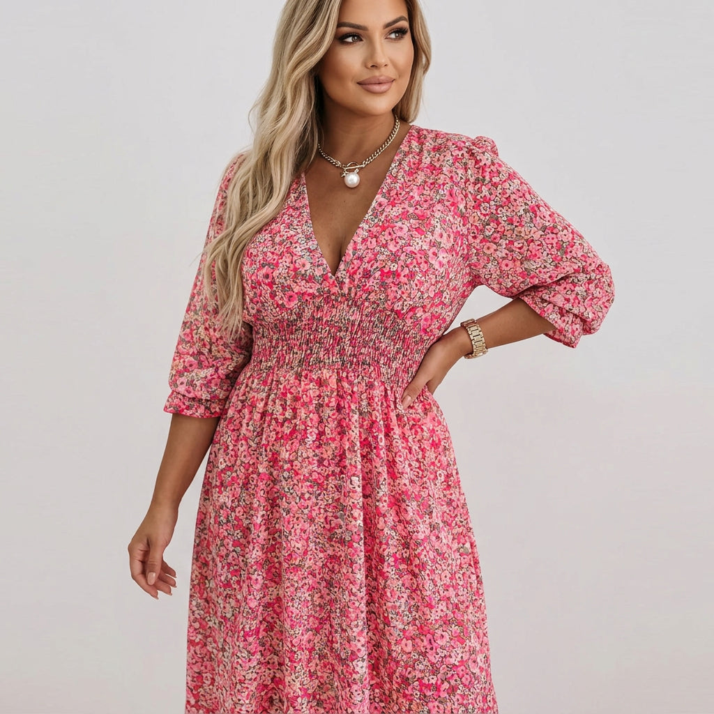 Elisa | Floral Puff Sleeve Dress