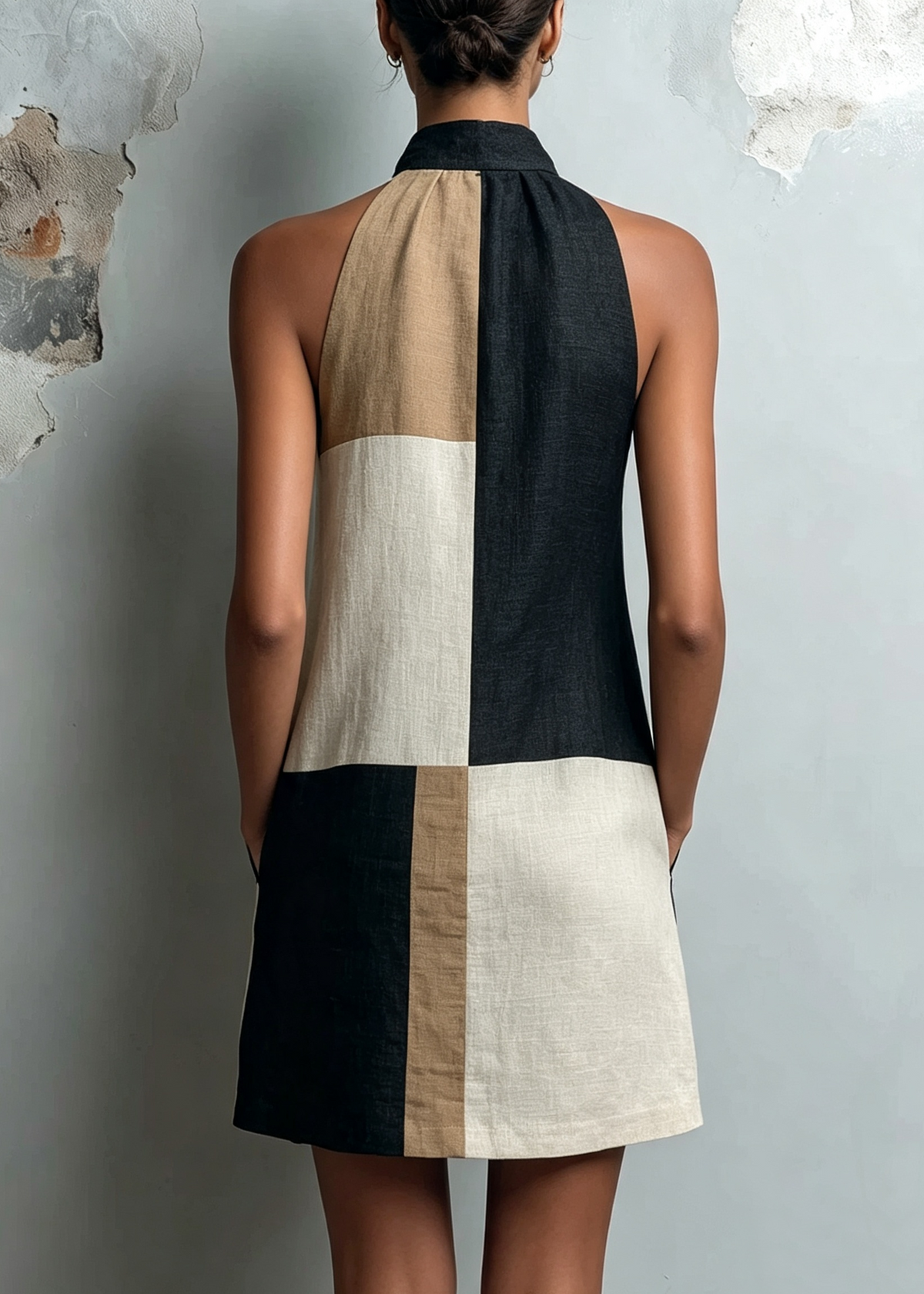 Sabrina Colourblock Halter Mini Dress