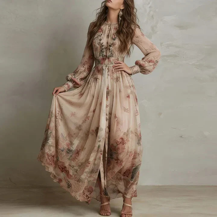 Amelia Floral High-Waist Maxi Dress