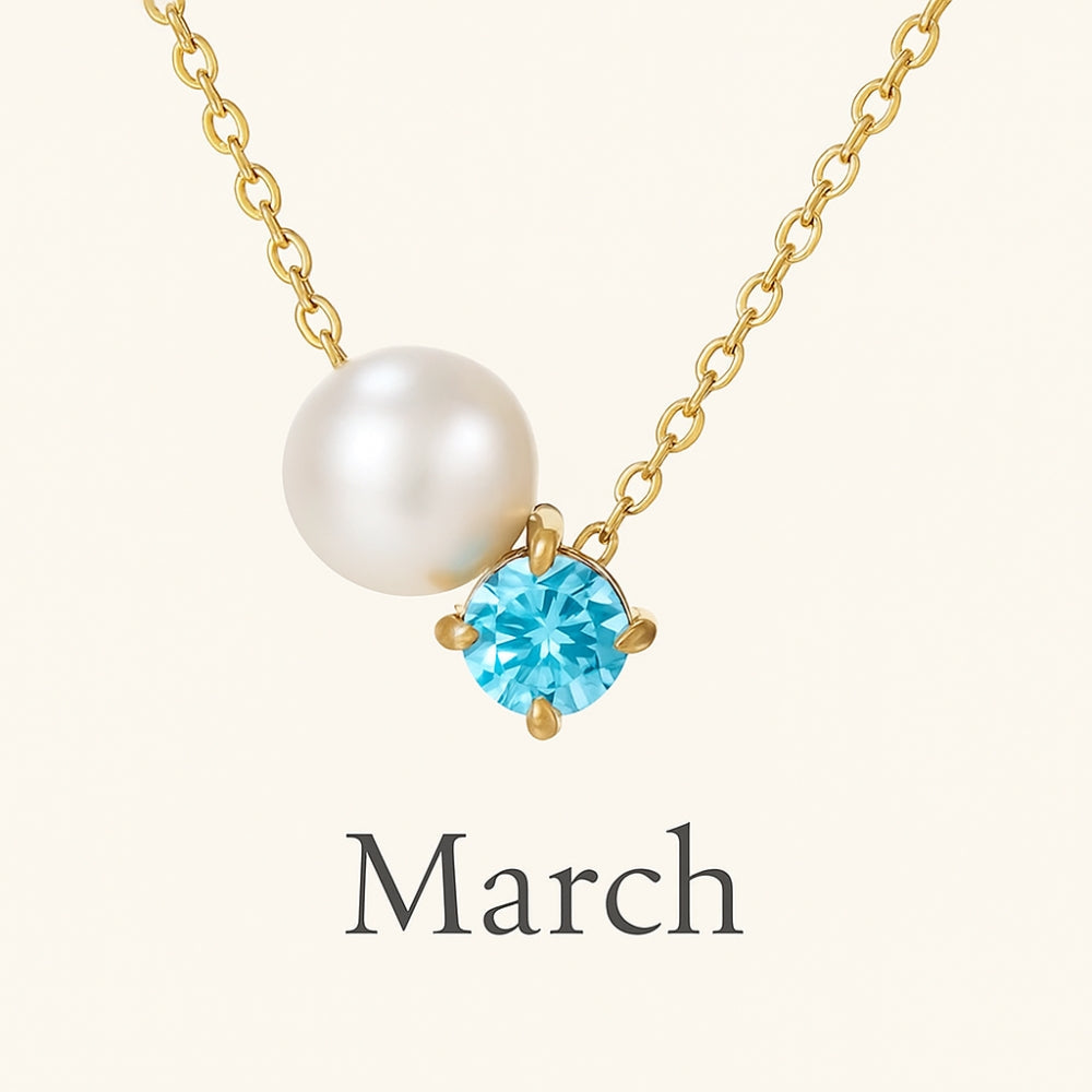 Pearl & Zircon Birthstone Pendant Necklace