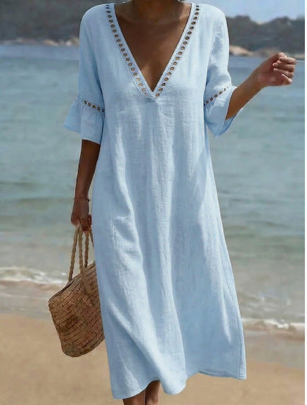 Elara Breezy Seaside Maxi Dress