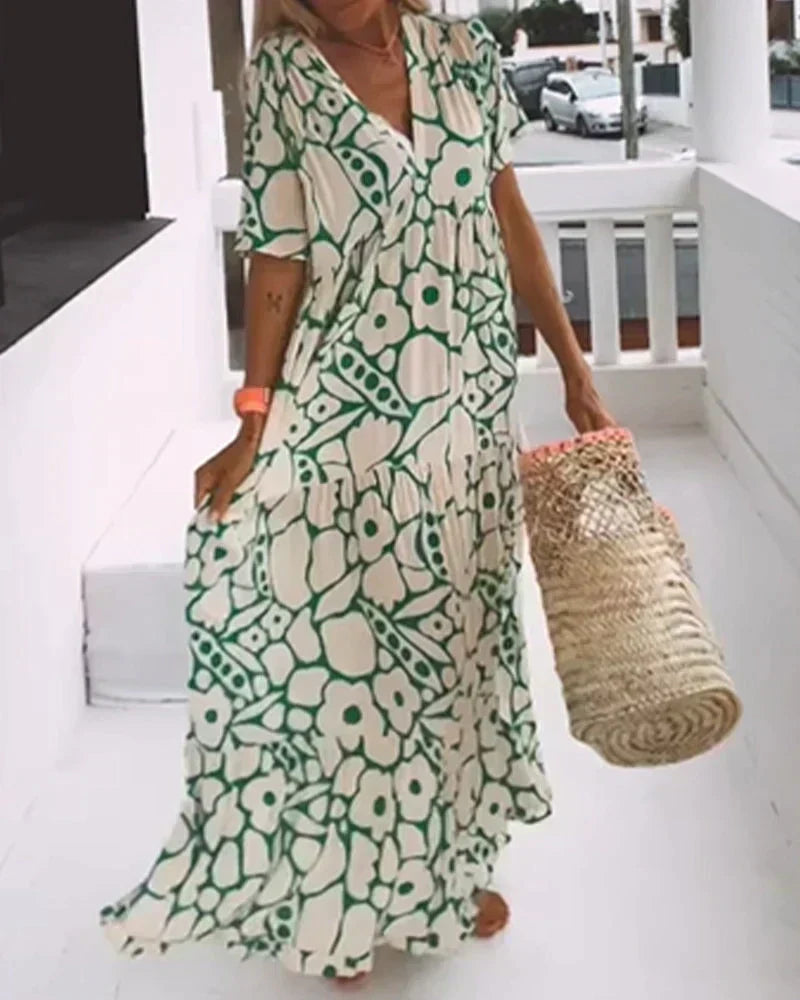 Christine Flowing Graphic Summer Dress