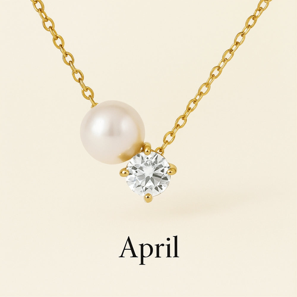 Pearl & Zircon Birthstone Pendant Necklace
