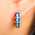 Vintage Turquoise Floral Hoop Earrings
