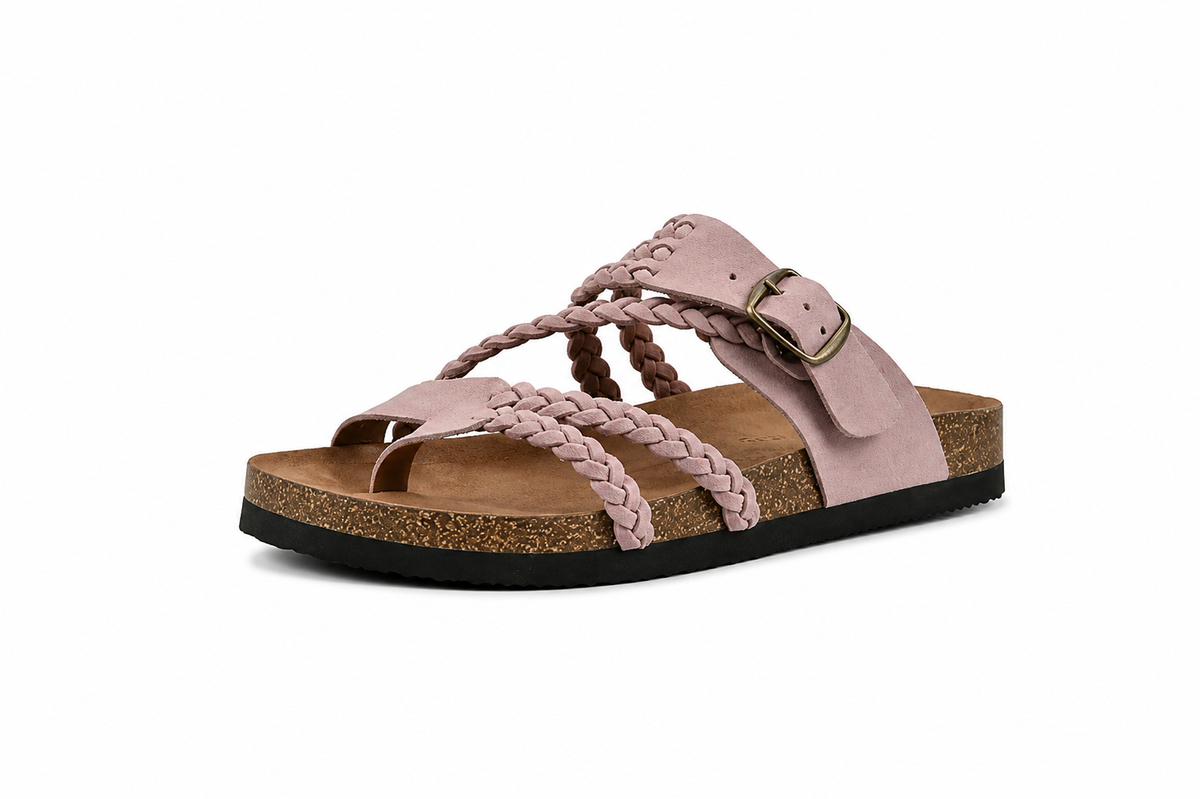 Hayleigh Braided Cork Orthopaedic Sandals - Single Buckle