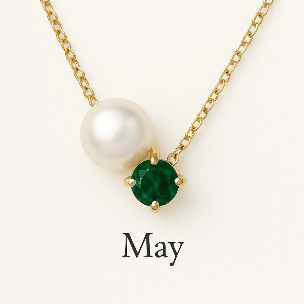 Pearl & Zircon Birthstone Pendant Necklace