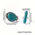 Bohemian Turquoise Statement Ring Set of 2