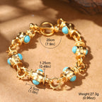Elegant Turquoise Cabochon Link Bracelet
