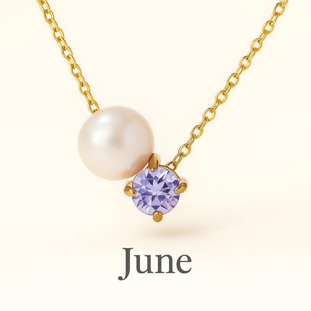 Pearl & Zircon Birthstone Pendant Necklace