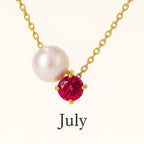 Pearl & Zircon Birthstone Pendant Necklace