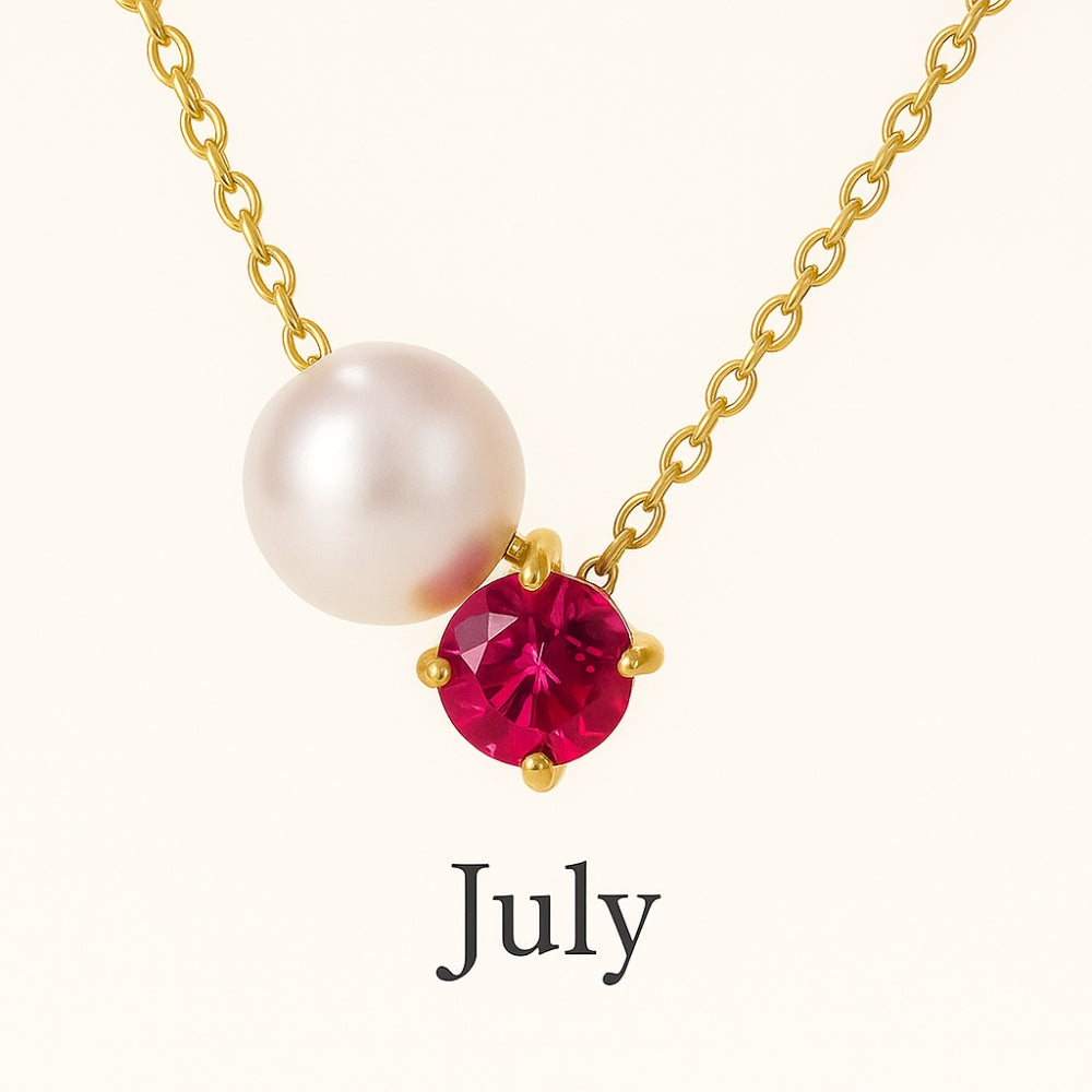 Pearl & Zircon Birthstone Pendant Necklace