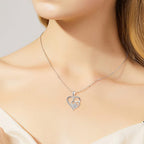 Sterling Silver Paw & Heart Necklace with Zirconia