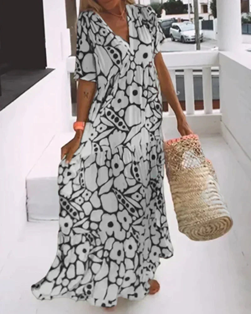 Christine Flowing Graphic Summer Dress