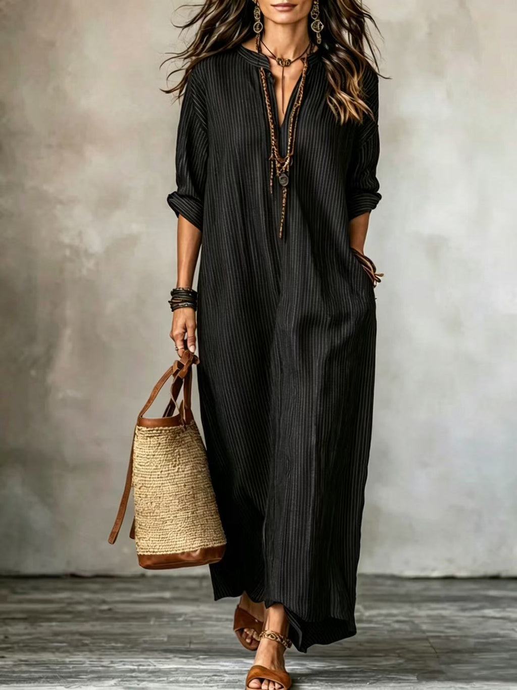 Haven V-Neck Long Sleeve Maxi Dress
