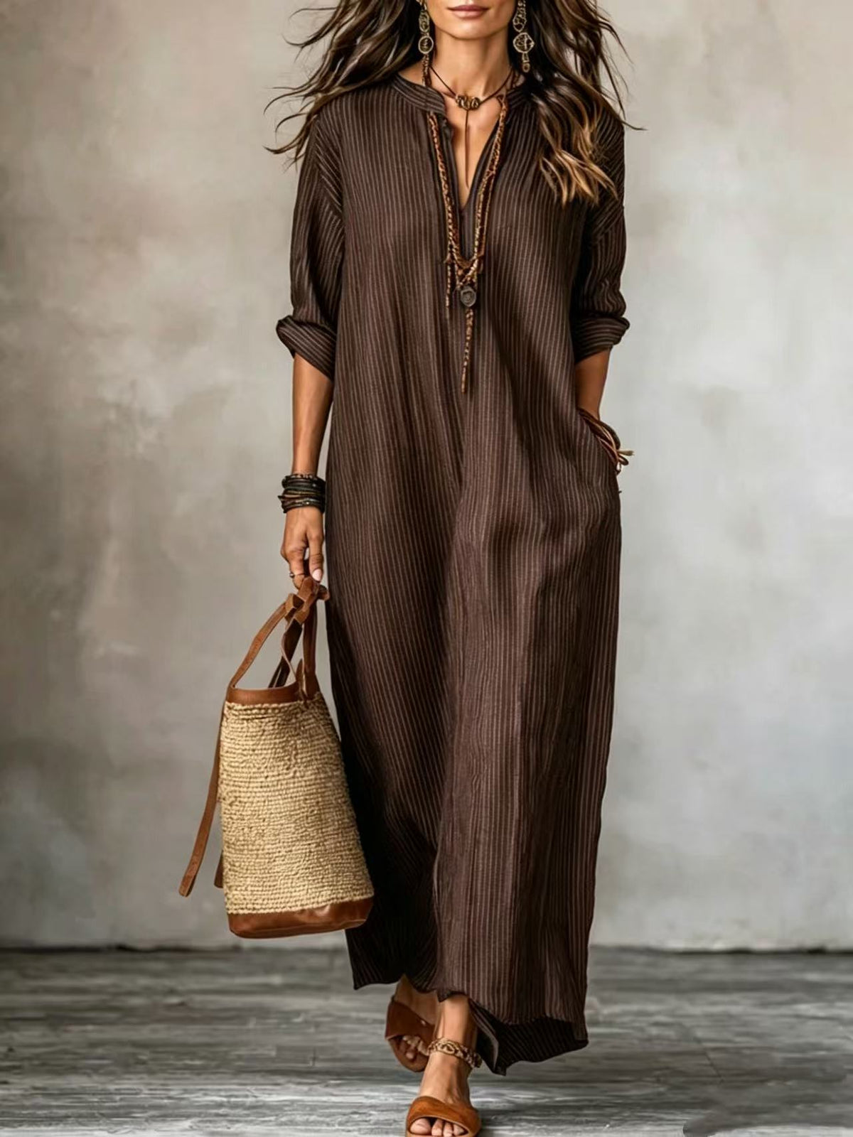 Haven V-Neck Long Sleeve Maxi Dress