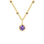 Dainty Birthstone Necklace with Beaded Chain