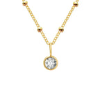 Dainty Birthstone Necklace with Beaded Chain