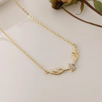 Deer Antler Necklace with Delicate Heart Charm