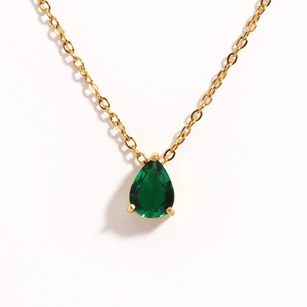 Crystal Teardrop Birthstone Necklace