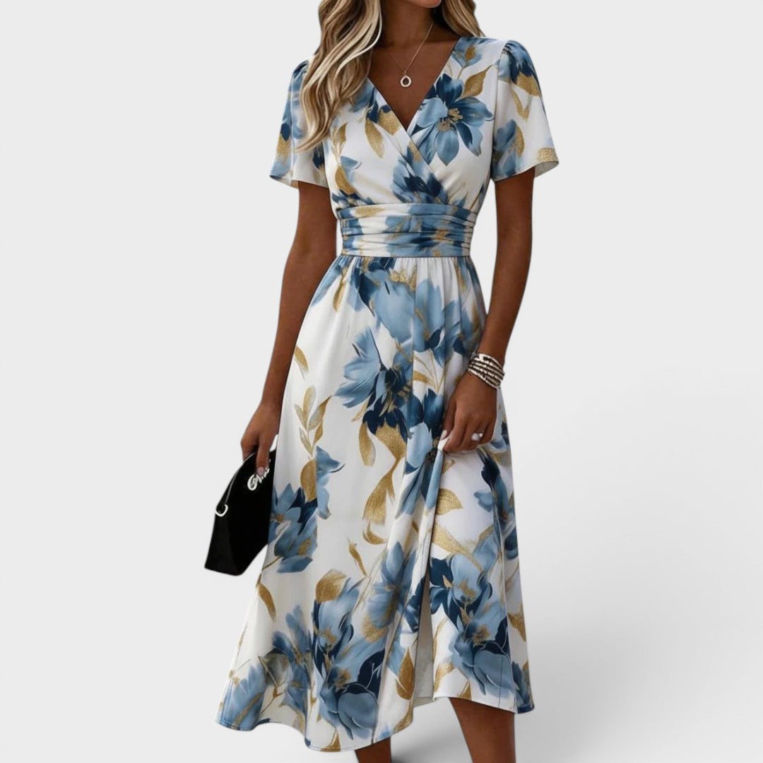 Elara Floral Wrap Midi Dress