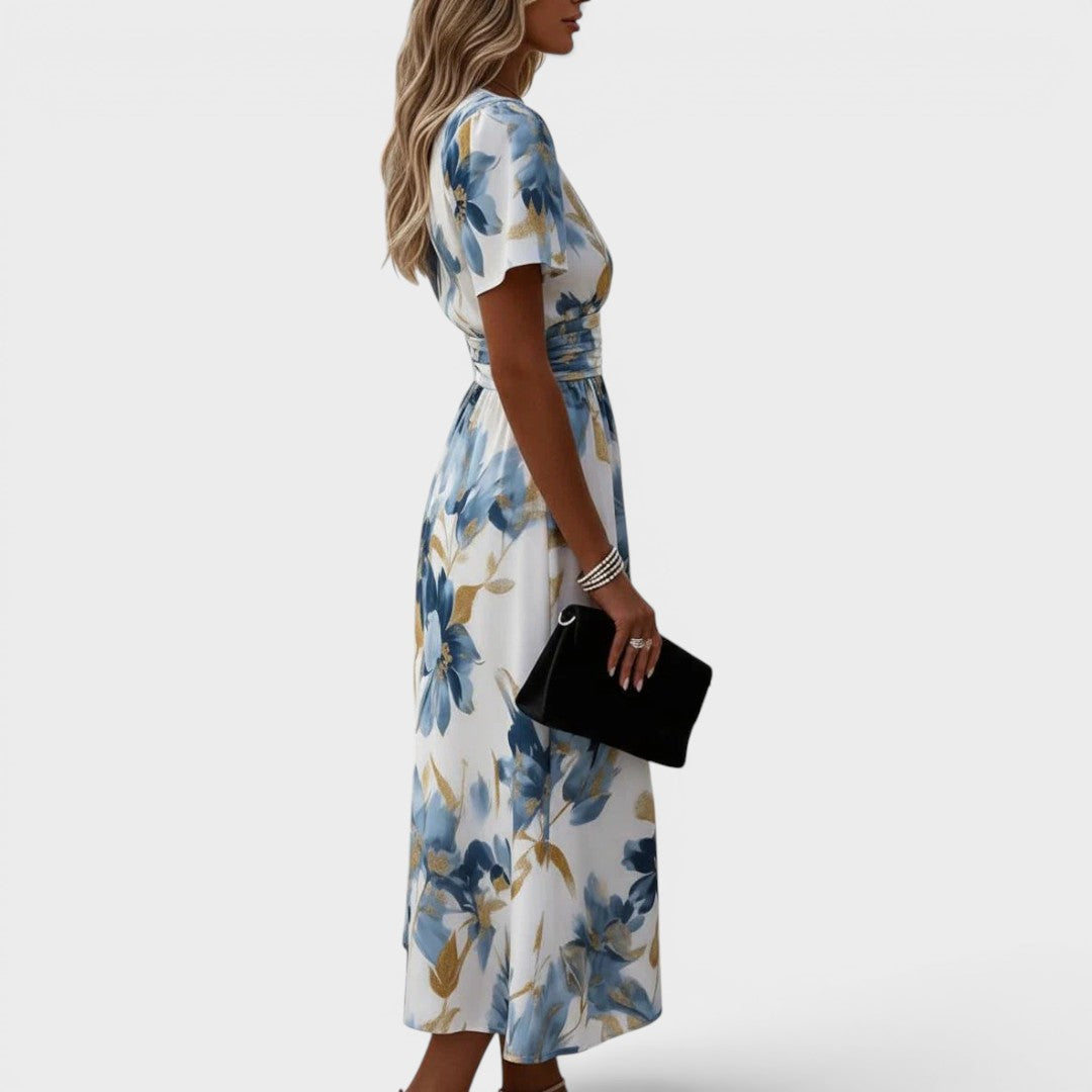 Elara Floral Wrap Midi Dress