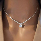 Moissanite Solitaire Pendant Sterling Silver Necklace