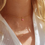 Dainty Birthstone Necklace with Beaded Chain
