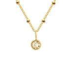 Dainty Birthstone Necklace with Beaded Chain