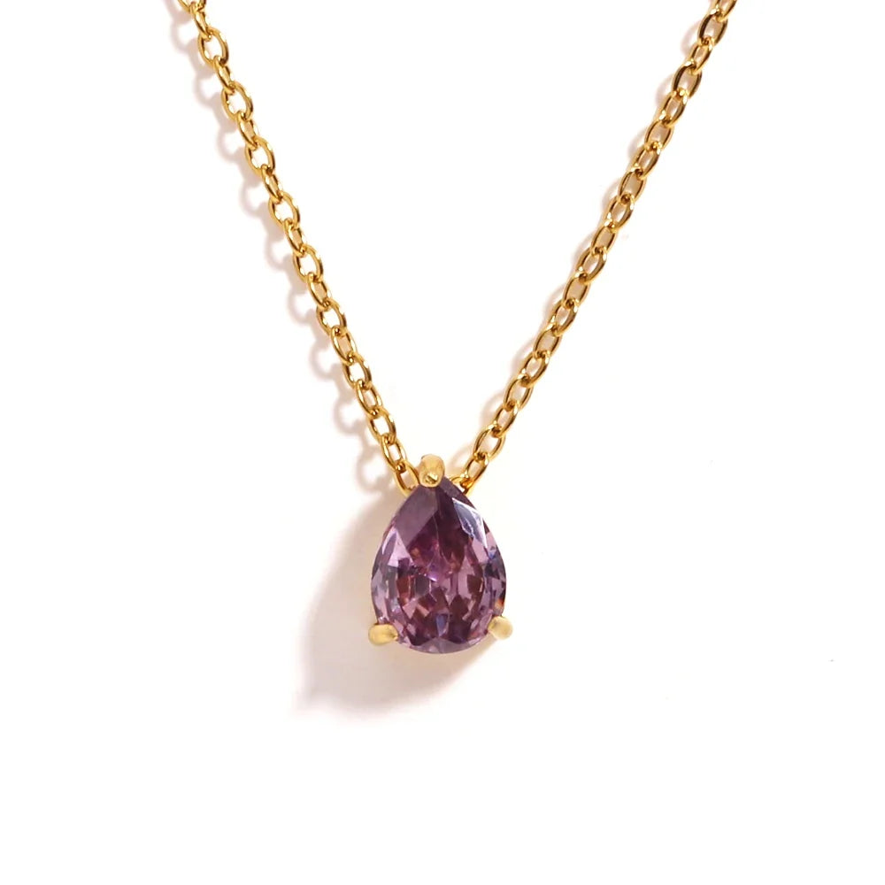 Crystal Teardrop Birthstone Necklace