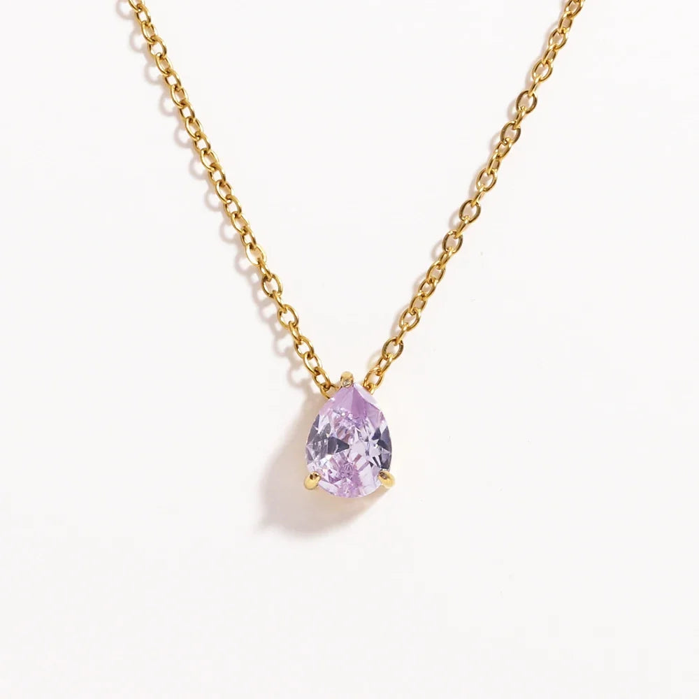 Crystal Teardrop Birthstone Necklace