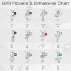 Birthstone Birth Flower Necklace Personalized